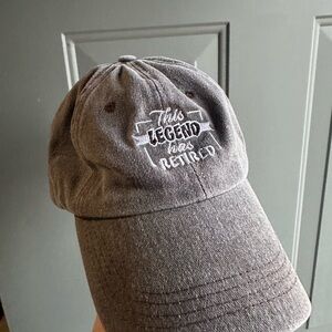 Gray 'This Legend Has Retired' embroidered baseball Cap hat